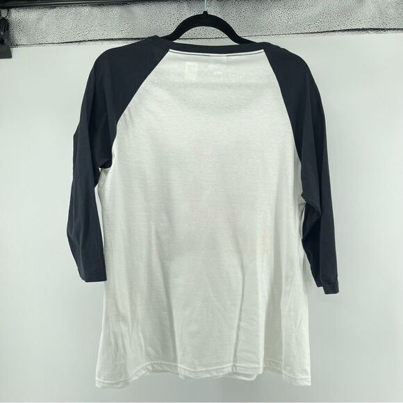 Disney Women’s Mickey & Minnie Mouse Black White Raglan Baseball Graphic Tee L - Picture 6 of 10